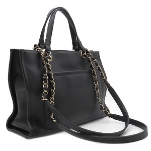 シャネル トートバッグ チェーンショルダー レザー ブラック 黒 ココマーク 肩掛け 中古