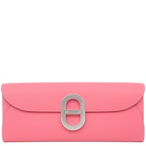 エルメス 長財布 シェーヌダンクル トゥーゴー ヴォーエプソン ピンク ショルダー 中古