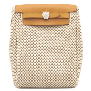 エルメス ショルダーバッグ エールバッグ TPM トワルGM ベージュ 黒 ストッパー欠品  中古