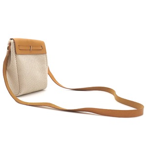 エルメス ショルダーバッグ エールバッグ TPM トワルGM ベージュ 黒 ストッパー欠品  中古