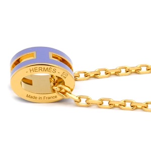 エルメス ネックレス ポップアッシュ ミニ ペンダント GP パープル 紫 Hモチーフ 中古