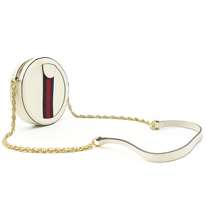 グッチ ショルダーバッグ オフィディア ミニ ラウンド レザー ホワイト チェーンショルダー アイボリー 550618 中古