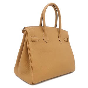 エルメス ハンドバッグ バーキン30 ヴェルソ トゴ ブラウン 茶 黄色 バイカラー 中古