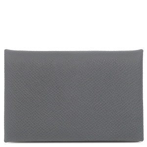 エルメス カードケース カルヴィ ヴォーエプソン グレー未使用 【PO品】グレー ピンク 中古