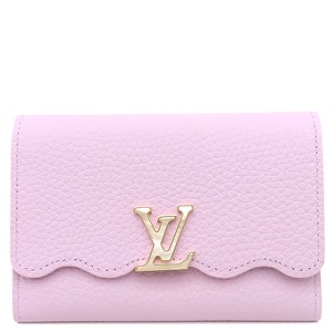ルイヴィトン 三つ折り財布 ポルトフォイユ カプシーヌ コンパクト レザー ピンク LVロゴ M82167 中古