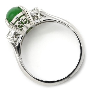 リング 指輪 ヒスイ ダイヤモンド Pt900 シルバー 緑 グリーン 翡翠 ひすい ジェダイト 2.22ct プラチナ900  中古