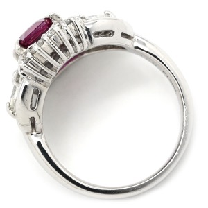 リング 指輪 ルビー ダイヤリング Pt900 シルバー レッド 赤 1石 ダイヤモンド 1.59ct プラチナム PT 長方形  中古