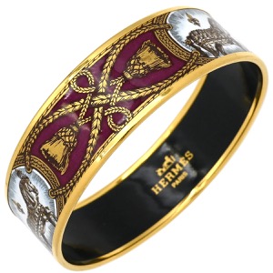 エルメス バングル エマイユ GM GP マルチカラー ローズ 馬 馬装具 タッセル  中古