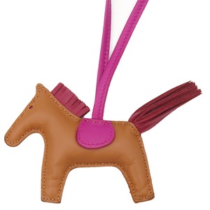 エルメス バッグチャーム ロデオPM アニョーミロ ブラウン 茶 赤 紫 中古