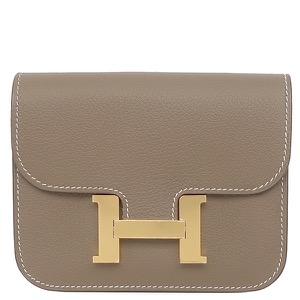 エルメス 二つ折り財布 コンスタンス スリム ウォレット エバーカラー グレー グレージュ 中古