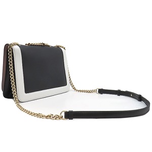 サルヴァトーレ・フェラガモ ショルダーバッグ ヴァラリボン カーフ ブラック 黒 白 チェーンショルダー AU-21 G892 中古