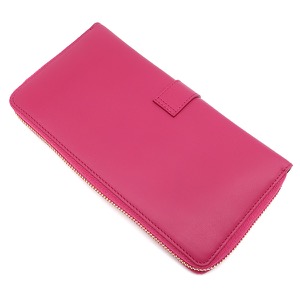 サンローラン 長財布 LIGNE Y レザー ピンク Yライン ラウンドファスナー 314991 中古