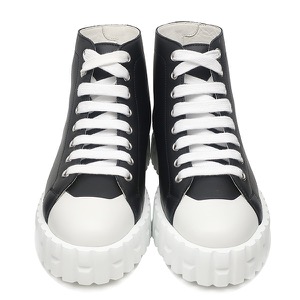 エルメス スニーカー クライム レザー ブラック #36 黒 白 ハイカット  211101Z 中古