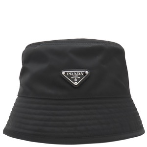 プラダ ハット Re-Nylon バケットハット ナイロン ブラック M 黒 三角ロゴプレート 帽子  2HC137 中古