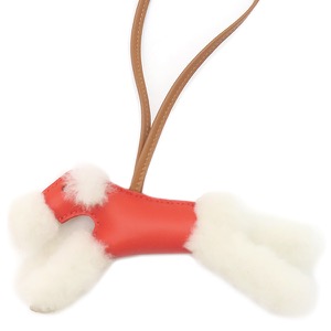 エルメス バッグチャーム バディ ムートン レッド未使用 赤 中古