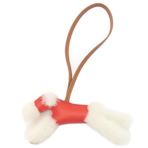 エルメス バッグチャーム バディ ムートン レッド未使用 赤 中古