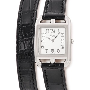 エルメス ケープコッド ドゥブルトゥール CC1.210a 040247WW00 シルバー アラビア スクエア 二重 クオーツ