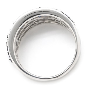 リング 指輪 ブルーサファイア 1.9ct K18WG シルバー 青 ブルー 18K 750 WG パヴェサファイア 中古