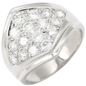 リング 指輪 ダイヤ パヴェリング Pt900 シルバー スクエア 1.21ct Pt ダイヤモンド ひし形  中古