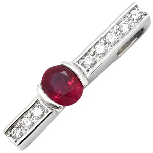 TASAKI ペンダントトップ ルビー ダイヤ Pt900 レッド タサキ 田崎 Pt900 赤 レッド ネックレストップ パヴェ バー ラインデザイン 中古