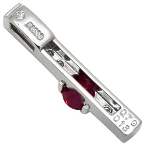 TASAKI ペンダントトップ ルビー ダイヤ Pt900 レッド タサキ 田崎 Pt900 赤 レッド ネックレストップ パヴェ バー ラインデザイン 中古