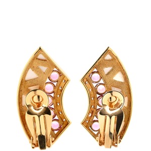 TASAKI イヤリング K18YG ホワイト 750YG Au750 ダイヤ シェル トルマリン バイカラー クレセント 扇形  中古