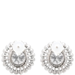 ピアス ダイヤモンド 2.01ct SI2  K18WG シルバー 大粒ダイヤ ラージ ブリリアントカット フラワーモチーフ 18K 750 WG 両耳用 スタッド  中古