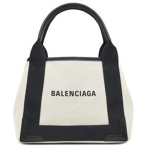 バレンシアガ 2WAYバッグ ネイビーカバス XS コットンキャンバス ホワイト 白 黒  390346 中古