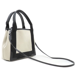 バレンシアガ 2WAYバッグ ネイビーカバス XS コットンキャンバス ホワイト 白 黒  390346 中古