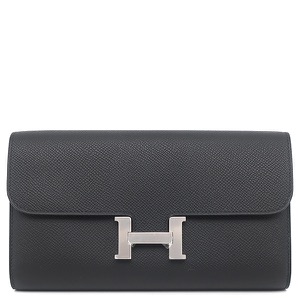 エルメス 長財布 コンスタンス ロング トゥー ゴー ヴォーエプソン ブラック未使用 黒 二つ折り財布 中古