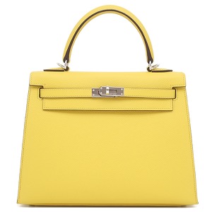 エルメス 2WAYバッグ ケリー25 外縫い ヴォーエプソン イエロー 黄色 ショルダー 中古