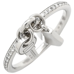 エルメス リング 指輪 ケリー クロシェット PM K18WG シルバー #49(JP9) Au750 18K 18金 ダイヤモンド パヴェ  H221616B 中古