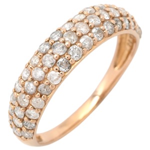 リング 指輪 ドーム型ダイヤリング K18PG ゴールド K18 Au750 PG 1.00ct パヴェ ダイヤモンド ドームリング 中古