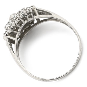 リング 指輪 ダイヤモンド 0.50ct Pt900 シルバー パヴェ フラワー 花モチーフ プラチナ  中古