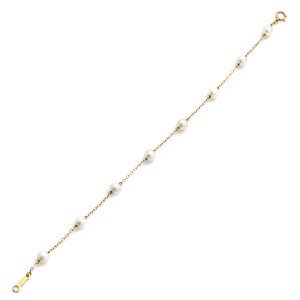 ミキモト ブレスレット パール ブレスレット K14YG ゴールド MIKIMOTO ステーションブレス 真珠 14K 14金 585  中古