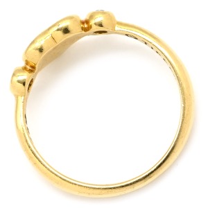 ティファニー リング 指輪 クローズドハート K18YG ゴールド T＆Co. 18K 750 YG エルサ ペレッティ 2石 2粒 ダイヤモンド   中古