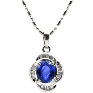 ネックレス ブルーサファイア ダイヤ Pt900 ブルー Pt900 プラチナム 青 フラワーモチーフ 1.85ct PT ダイヤモンド  中古