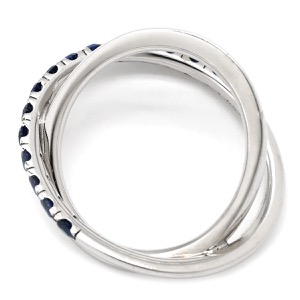 ミキモト リング 指輪 クロスオーバーリング K18WG シルバー MIKIMOTO Au750 18K ブルーサファイア X字型  中古