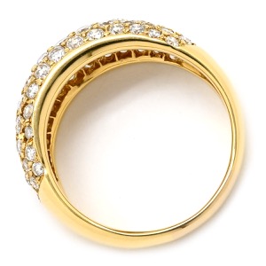 リング 指輪 ドーム型ダイヤリング K18YG ゴールド K18 Au750 YG 1.54ct パヴェ ダイヤモンド ドームリング  中古