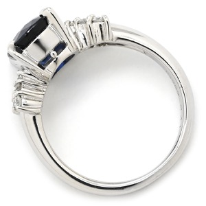 リング 指輪 サファイア ダイヤ Pt900 ブルー 2.41ct オーバルカット Pt900 プラチナム ブルー 青 メレ パヴェダイヤ  中古