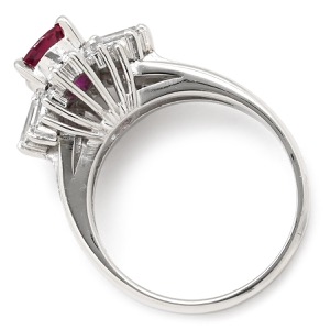 リング 指輪 ルビー 1.14ct ダイヤモンド Pt900 シルバー レッド 赤 1石 プラチナ 中古