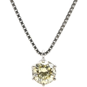 ネックレス ダイヤモンド 1.16ct ペンダント K18WG シルバー 750 18K WG ブリリアントカット 1P 1石 1粒 中古