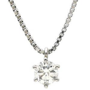 ネックレス ダイヤモンド 1.00ct ペンダント Pt850 シルバー 1P 1石 1粒 ブリリアントカット プラチナ 中古