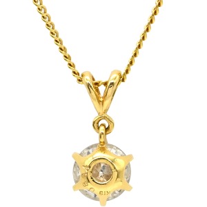 ネックレス ダイヤモンド 0.88ct ペンダント K18YG ゴールド 750 18K 1P 1粒 1石 ブリリアントカット 中古