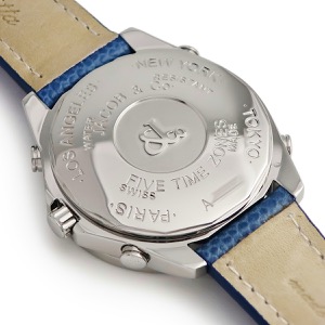 ジェイコブ 5タイムゾーン ワールドマップ JC-124D 純正ダイヤ パヴェ シェル ブルー GMT デイト クオーツ