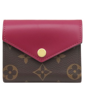 ルイヴィトン 三つ折り財布 ポルトフォイユ ゾエ モノグラムキャンバス ワインレッド 茶 ピンク  M62932 中古