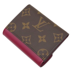 ルイヴィトン 三つ折り財布 ポルトフォイユ ゾエ モノグラムキャンバス ワインレッド 茶 ピンク  M62932 中古