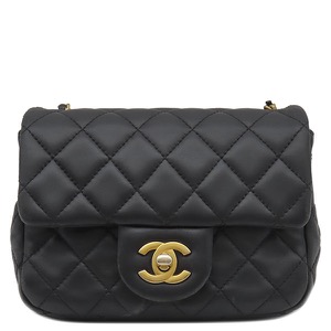 シャネル ショルダーバッグ ミニマトラッセ チェーンショルダー ラムスキン ブラック 黒 ココマーク ココボール 中古