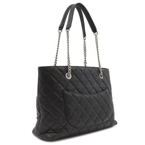 シャネル トートバッグ マトラッセ チェーン トート ラムスキン ブラック 黒 ココマーク 中古