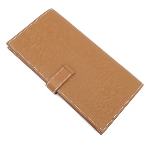 エルメス 長財布 ベアンスフレ ヴォーエプソン ブラウン 茶 二つ折り財布 中古